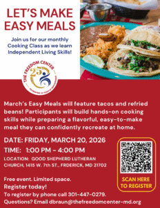 Flyer promoting Let's Make Easy Meals. Links to sign-up form.